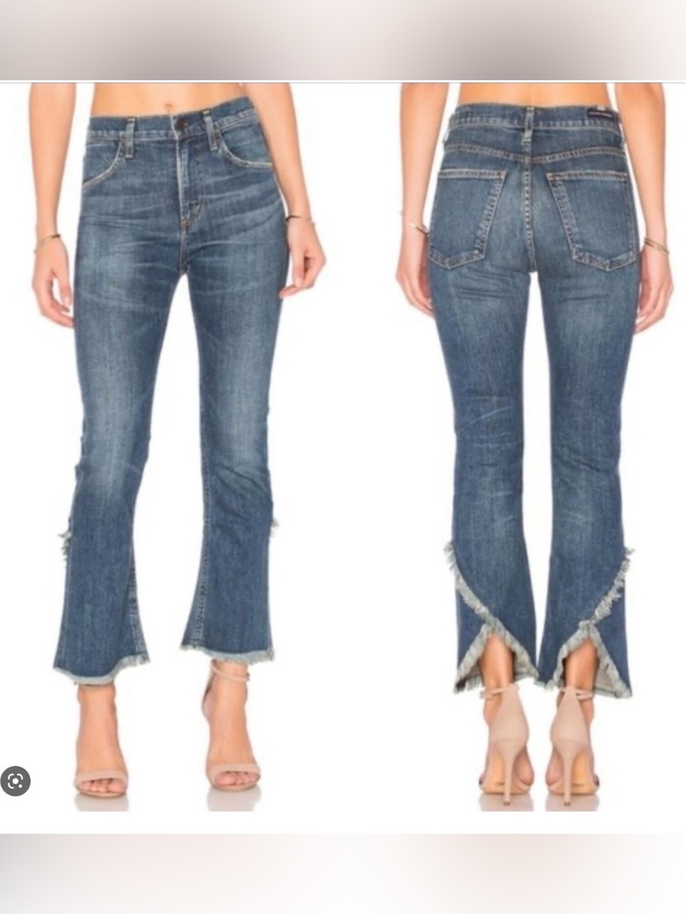 NWT Citizens of Humanity Drew - cropped Blue Frayed Hem Flared Jeans - size 27